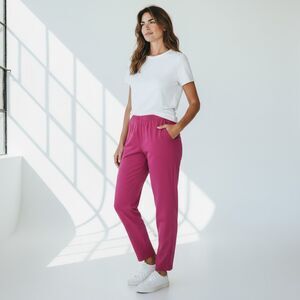 Allison Daley Women's Pink Pull-On Elastic Waist Tapered Pants Size 12 pockets
